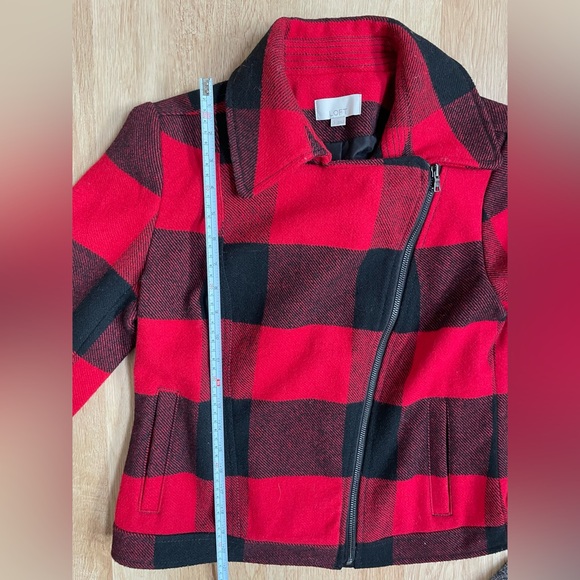 Loft small red black buffalo plaid jacket coat - Picture 7 of 7